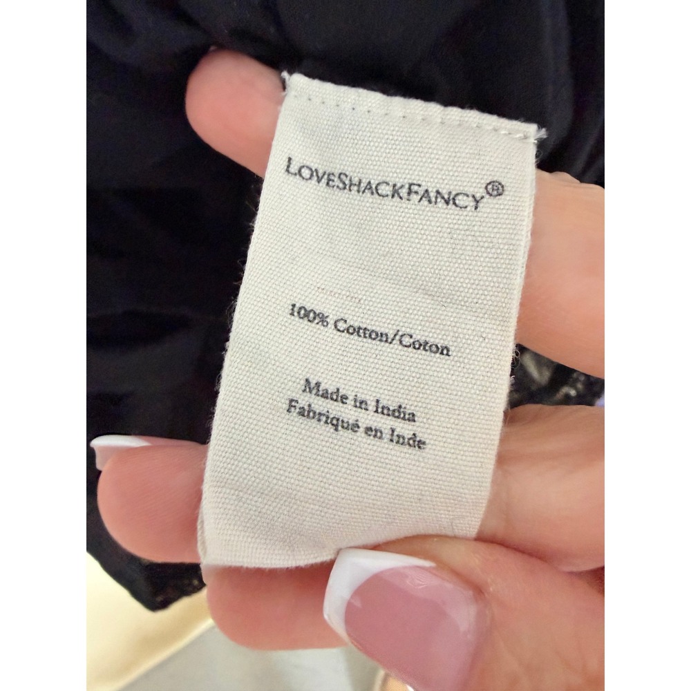 LoveShackFancy Mini Dress‎ Womens Medium Black Natasha Heritage Eyelet Ruffle - Picture 8 of 9